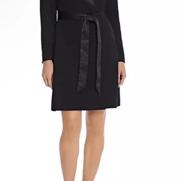 Adrianna Papell Elegant Black Dress with Satin Belt - Picture 3 of 12